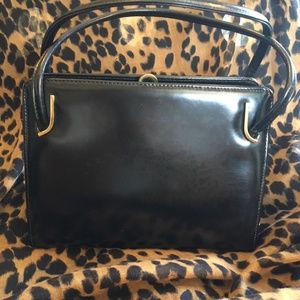 Vintage DOFAN OF FRANCE Black Leather Handbag